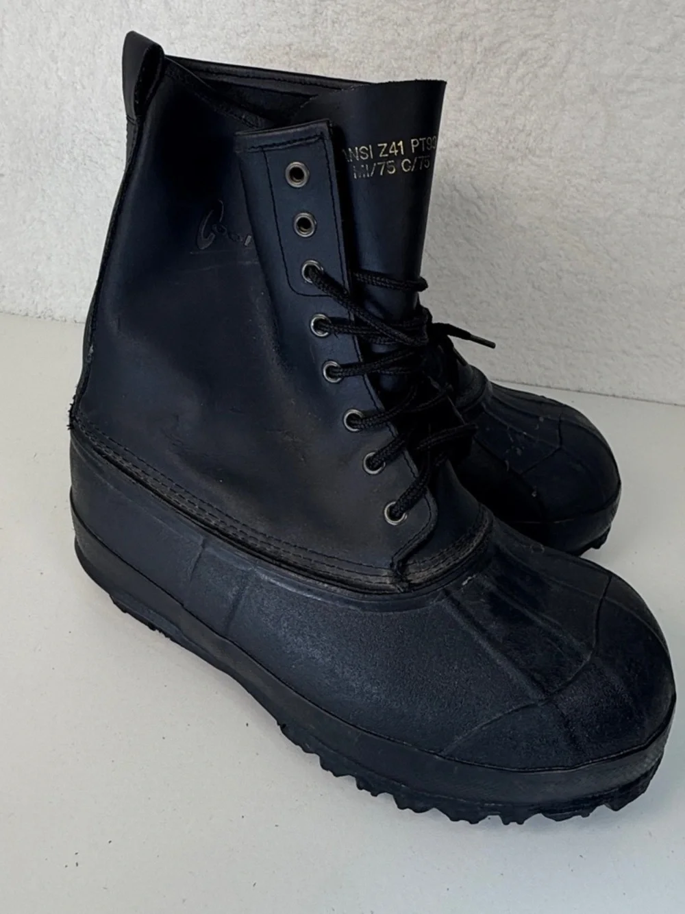 Cool Pac Rainfair Duck Boots Black Waterproof Lace Up Work Boots Mens Size 7